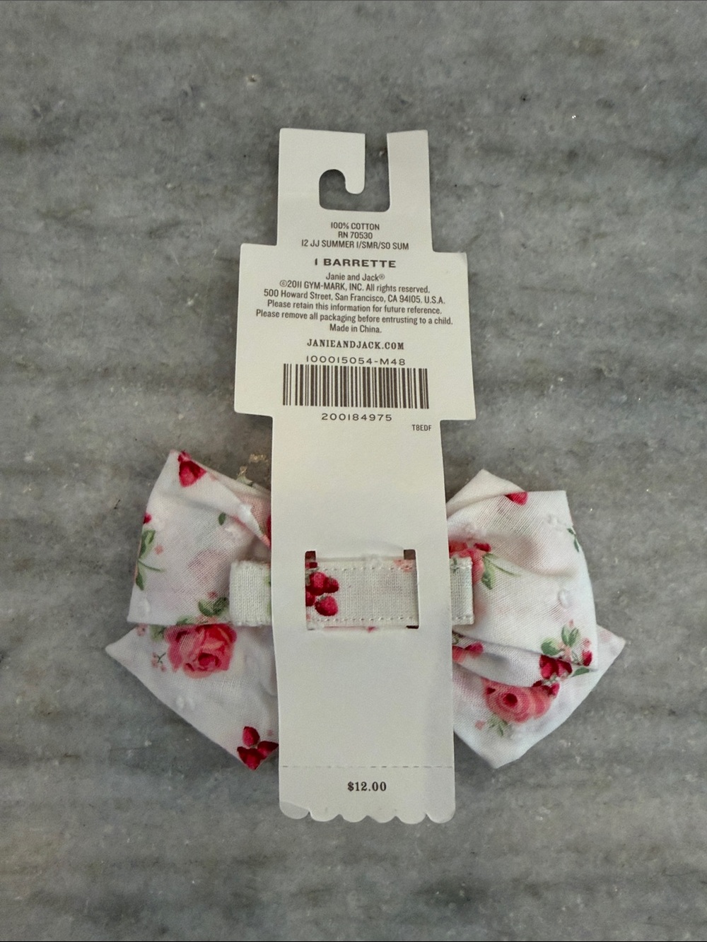 NEW Girl’s Janie &!Jack Strawberry Floral Sleeveless Dress with Barrette, Size 6 - Picture 4 of 5